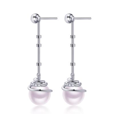 China Cute BOJOR 18K Gold Plated Jewelry Earrings 925 Sterling Silver Cubic Zircon 7-7.5mm Drop Pearl Earrings For Women Girls for sale