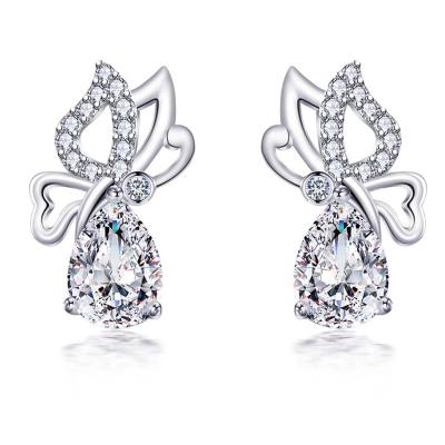 China CLASSIC BOJOR 14k White Gold Plated Stud Earrings For Women Butterfly Earrings 5A Zircon Stud Earrings for sale