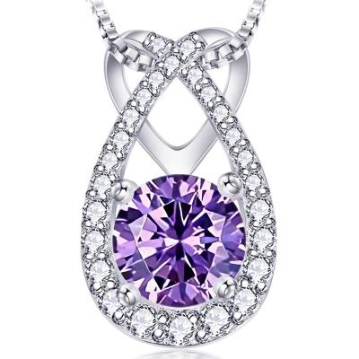 China CLASSIC 14k White Gold Plated Teardrop Zircon 5A Birthstone Heart Pendant Necklaces For Women Girls for sale