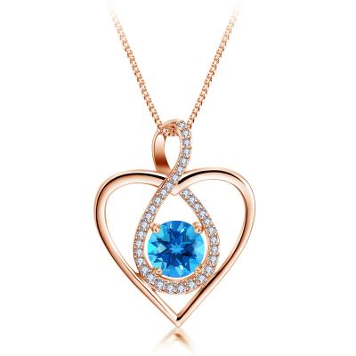 China 14k Rose Gold Plated 5A CLASSIC Heart Birthstone Infinity Cubic Zirconia Heart Pendant Necklaces For Women Girls Jewelry for sale