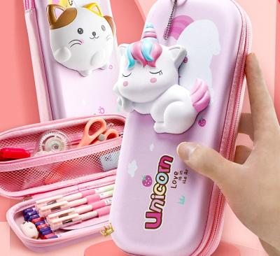 China Schools & 2021 Grade 1 Hot Girls Kindergarten Soft Children's Offices Style 3D Stationery Box Pen Bag Holders For Girls for sale