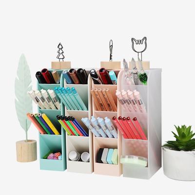 China Desktop PP Pen Holder Office Organizer Pen Holder Storage Plastic Large Capacity Desk Organizer for sale