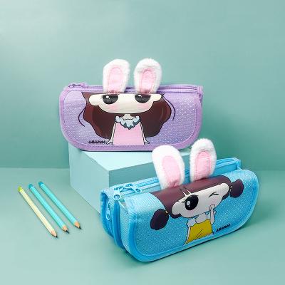 China Multi Function Large Multi Function Japan Kawaii Fabric Canvas Animal Pencil Case For Girls for sale