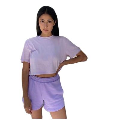 China QUICK DRY the latest design of 2021 summer new crop top shorts suit two-piece high quality fashion casual suit for sale