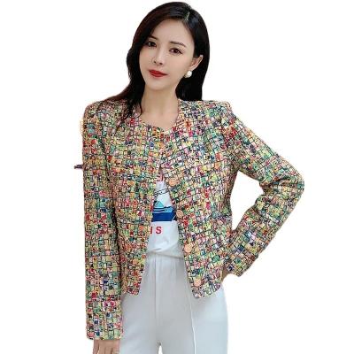 China Anti-wrinkle French Temperament Cultivated Spring And Autumn Style Camouflage Tweed Jacket Small New Plaid Woven Upper Scented Women for sale