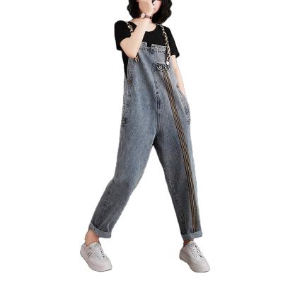 China Latest Design Jumpsuits Women's Denim Jumpsuits QUICK DRY New Leg Leopard Print Western Style Straight Large Size Loose Overalls Casual Pants for sale