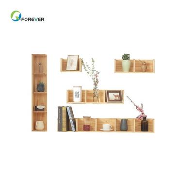 China Fashionable Wall Mounted Wooden Floating Storage Rack Wall Decor Hanging Shelves for sale