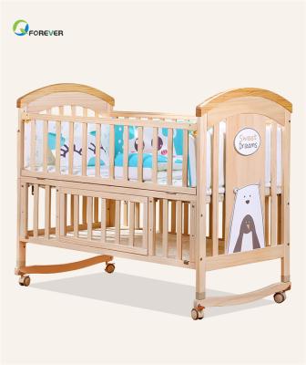 China Crib Stable Solid Wood Best Selling Solid Pine Wood Crib Design/Baby Swing Cradle/Baby Crib Enclosed Adult Bed for sale