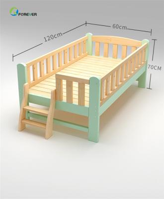 China Stable children's bed with modern colorful railing hutch design widened design to protect baby's crib from child safety for sale