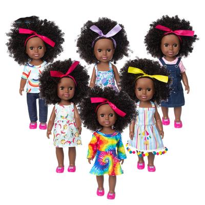 China Changeable Clothing LL Factory Direct Black Baby - Doll Families American 14 Inch Pretty Baby Full Body Black Dolls With Afro Hair for sale