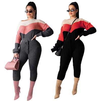 China LL032 Anti-wrinkle Sweater Two Piece Set Women Casual Tops Street Wear Winter Outfits For Women for sale