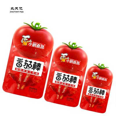 China Food Grade Moisture Proof Three Sided Sealing Formed Packaging Bags Custom Size Tomato Stick Packaging Bag for sale