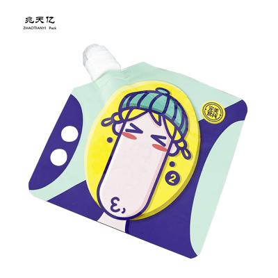 China OEM Beverage Jelly Drink Packaging Spout Pouch Cartoon Moisture Proof Design Printed Mini Milk Packing Package for sale