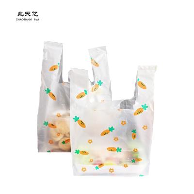 China Double Vest Handle Shopping Bag Moisture Proof Packaging Bags For Food PE Mesh Bag Moisture Proof Accept ZTY Logo Plastic Customized Printing for sale