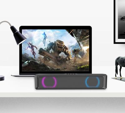 China Soundbar Wireless Cable Computer Led Colorful Desktop Wireless Speakers Mini Portable Home Wired Speaker for sale