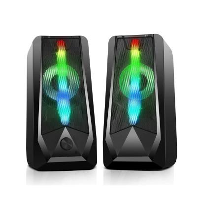 China COMPUTER RGB Light Up Cool Computer Speaker 3.5mm Jack Power Desktop PC Speaker for sale