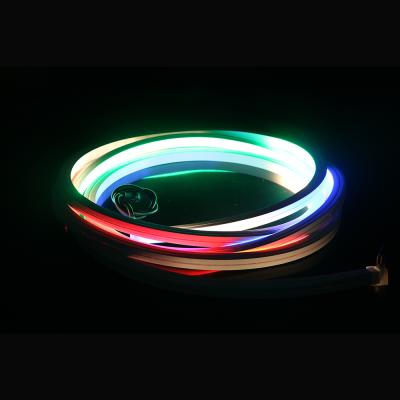 China Landscape DMX512 IP67 DC24V SMD 2835 5M/roll 14W/m RGB Color Silicone LED Tube White Neon Cable for sale