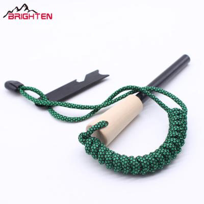 China Outdoor Products Wood Flint Stone Handle Fire Starter With Fire Starter Rod for sale