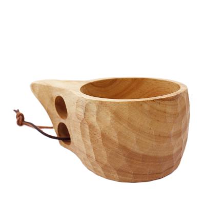 China Outdoor Camping Hiking Equipment Tea Cup Wooden Style Wooden Travel Travel Traveling Nordic European Mug With Handles 2 Hole for sale