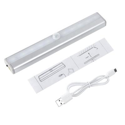 China Smart Rechargeable 10LED Room USB IR Motion Sensor LED Infrared Wall Lights Night Light with Built-in 500mAh Battery for sale