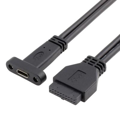 China High Quality Data Transmission USB 3.1 Internal Motherboard 20 Pin Female to USB-C Type-C Panel Mount Cable for Computer for sale