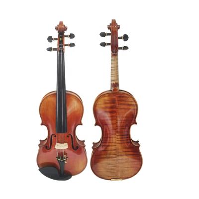 China Handmade brown violin 4/4 AV004 flamed maple oil varnish solid fir advanced high quality antique style for sale