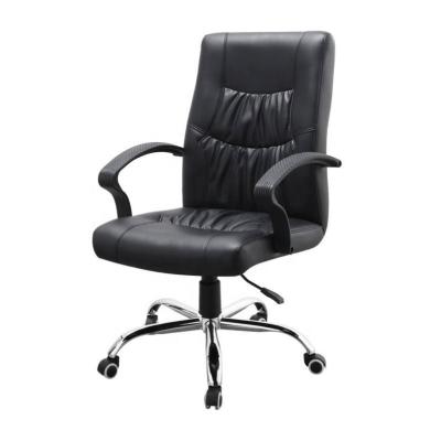 China Cheap Modern Design Home Furniture China Supplier Executive Office Chair Black PVC Ribbed Mid Back Swivel Office Chair For Sale for sale