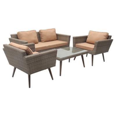 China Modern Outdoor Garden Terrace Leisure Furniture Outdoor Rattan Patio Sofa Set With Coffee Table for sale