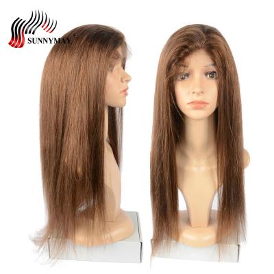 China Sunnymay Silk Low Low Full Lace Wigs With Baby Hair Color #4 Brazilian Straight Human Hair Glueless Virgin Hair for sale