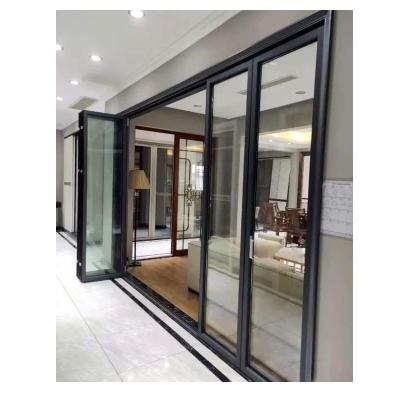 China Heat Insulation Accordion Door Lowes Bi Folding Glass Plate Patio Slide Aluminum White Brown Outdoor Bathroom for sale