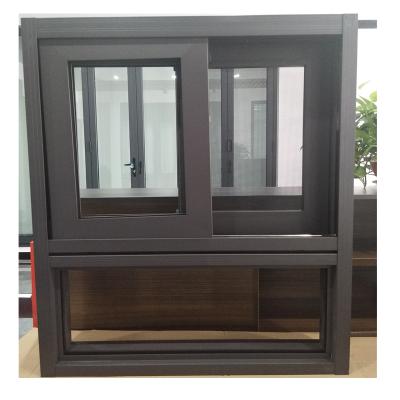 China Latest Design Sliding Window Vertical Aluminum Framed Double Sliding Champagne Color Glazed 3 Way Sliding Balcony Window Price Best for sale