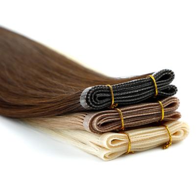 China Hot Selling 100% Natural Wave Peruvian Hair Bundles Straight PU Remy Hair Extensions Flat Weft Weft for sale