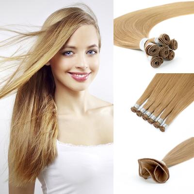 China Wholesale Raw Unprocessed Silky Straight Wave Seamless Russian Weft Extensions ,Handtied Hair Extensions Invisible Weft Hair for sale