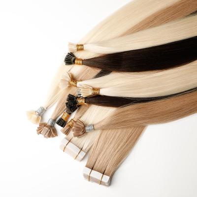 China Factory Direct Wholesale Virgin Remy Russian Hair Double Drawn Luxury Good Quality Silky Straight Wave Stick In Flat Tip Hair Extension for sale