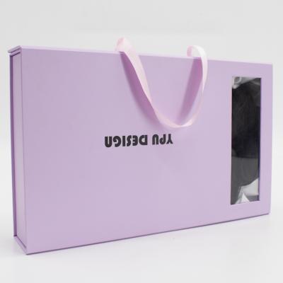 China Handmade Good Quality Custom Color Draw Luxury Hair Extension Wig Packaging Box With Clear Window for sale