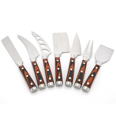 China Sustainable Best Quality Cheese Knife Set Stainless Steel Cheese Cutting Tools With Wooden Handle for sale