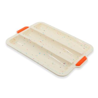 China Sustainable Non-Stick Cake Molds Well Tool Silicone 3 Chopsticks Baking Bread Tray Mold for sale