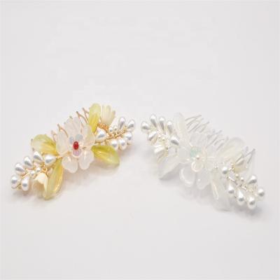 China RedWillow 2022 High Quality Handmade Accessories Crystal Prom Bridal Hair Combs Ceramic Flower Wedding Headpiece Decoration for sale