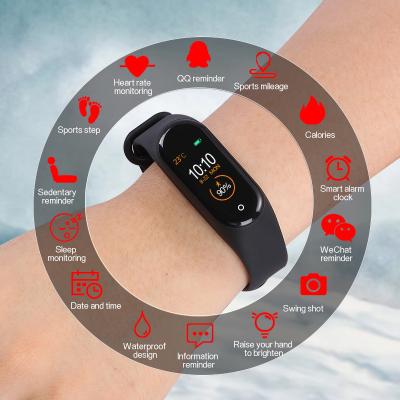 China MP3 Playback M4 Smart Band Fitness Tracker Pedometer Blood Pressure Heart Rate Smart Wristband for Women Men Wristbands for sale