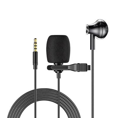 China Portable Lavalier Microphone Wired Lavalier Lapel Microphone with Monitor Earphone for Live Streaming Professional Video Voice Recording Device for sale