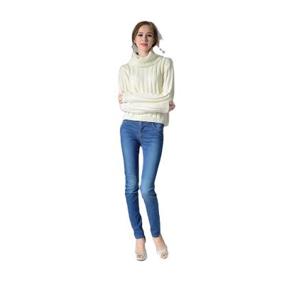 China Anti-wrinkle OEM/ODM computer knitting latest design casual style loose sweater women vertical stripes high neck ladies pullover for sale