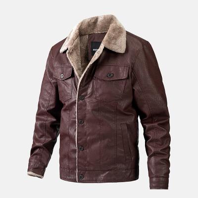 China European and American winter viable wholesale Korean version plus velvet leather men's casual PU motorcycle jacket leather jacket for sale