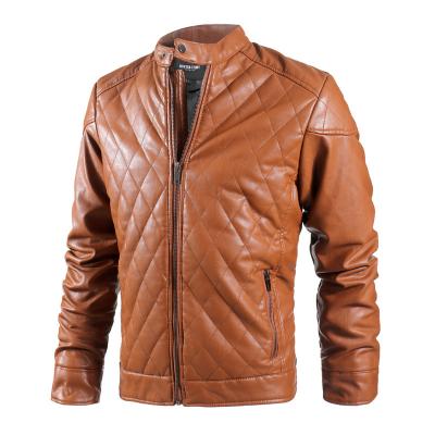 China Viable Wholesale Men's Winter Plush PU Leather Jacket Stand Collar Motorcycle Jacket Korean Casual Jacket Tracksuit for sale