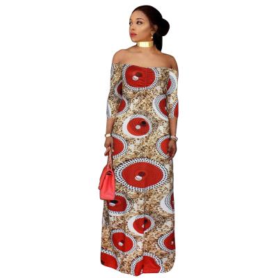 China Viable Wholesale High Waist Women's Long Sleeve Maxi Dress Printing One Shoulder Plus Size Dress for sale