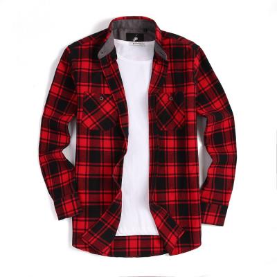 China Viable Wholesale Mens Flannel Shirts Autumn Long Sleeve Plaid Shirts for sale