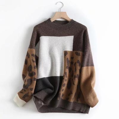 China Women Sweaters Anti-Wrinkle And Raw O-Neck Sleeve Long Ug Spring Sweater Knitted Pull Female Knitting Leopard Women Sweater Pullovers for sale