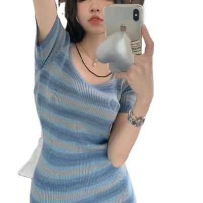 China Anti-wrinkle 2022 ug Designer Autumn Spring Women Knitted Sweater Custom Clothing Short Sleeve Wool Cashmere Dress for sale