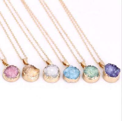 China Natural Stone Pendant Necklace Fashionable/Classic Custom Made Amethyst Necklace With Gold Chain Necklace for sale