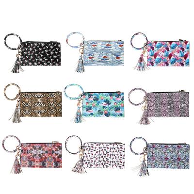 China Summer Women's Wallet Anti-theft Zipper Wristlet Small Chain Main Tassel Leather Fresh Printed Wallet for sale