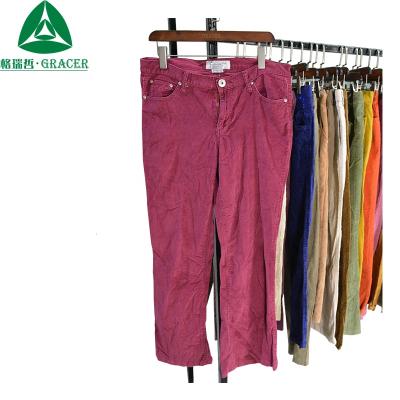 China Korea Corduroy Straight Straight Long Pants Used Clothing Occasion Wear for sale